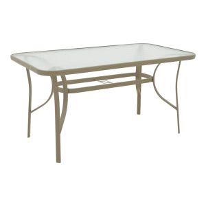 Dining table Tade-ensure 5 parts metal-glass in champagne color 140x80x70cm