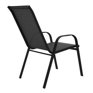 Dining table Valor-calan set of 5 pieces black metal-glass-textile black 110x60x70cm