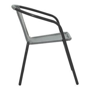 Dining table Valor-obbi set of 5 pieces metal black-glass-gray 110x60x70cm