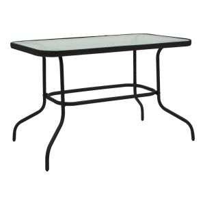 Dining table Valor-obbi set of 5 pieces metal black-glass-gray 110x60x70cm