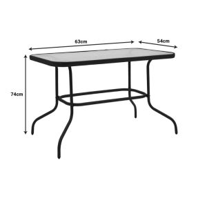 Dining table Valor-sussie set of 5 pieces metal black-glass 110x60x70cm