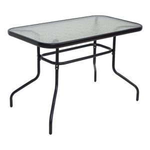 Dining table Valor-sussie set of 5 pieces metal black-glass 110x60x70cm