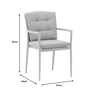 Garden dining set Nares-moritz A of 7 white-gray aluminum and plywood in natural color 180x90x72.5cm