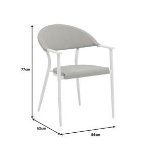 Garden dining set Nares-pino B of 7 white aluminum and plywood in natural color 180x90x72.5cm