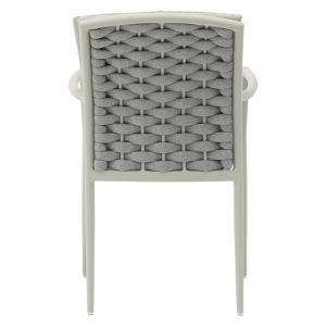 Synergy-moritz garden dining set of 3 white-gray aluminum and plywood in natural color 80x80x74cm