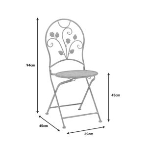Abriel 3-piece garden dining set, antique gray metal