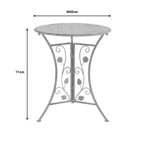Abriel 3-piece garden dining set, antique gray metal