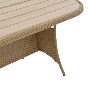 Garden dining set Hadrian-keir, 7 pieces, brown natural rattan, beige textile 180x90x72cm