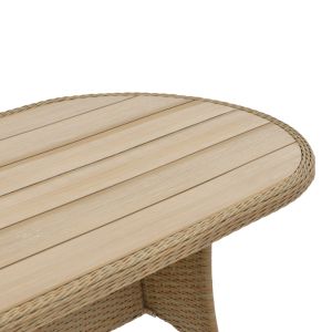 Garden dining set Hadrian-keir, 7 pieces, brown natural rattan, beige textile 180x90x72cm