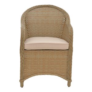 Garden dining set Hadrian-keir, 7 pieces, brown natural rattan, beige textile 180x90x72cm