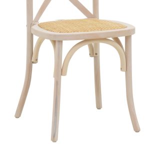 Трапезен градински стол Dylon бял бук естествен ратан 48x52x89cm