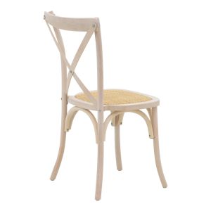 Трапезен градински стол Dylon бял бук естествен ратан 48x52x89cm