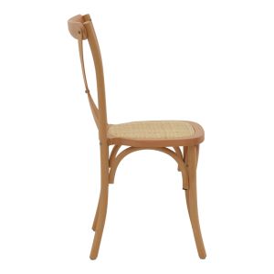 Трапезен градински стол Dylon орех седалка от естествен ратан 48x52x89cm