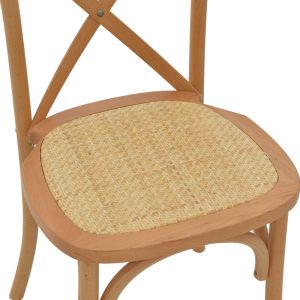 Трапезен градински стол Dylon орех седалка от естествен ратан 48x52x89cm