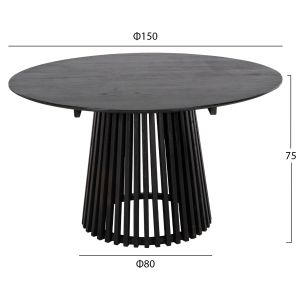Dining set 5pcs Abai Hm21077.01 round table φ150cm. 4 dining chairs-black