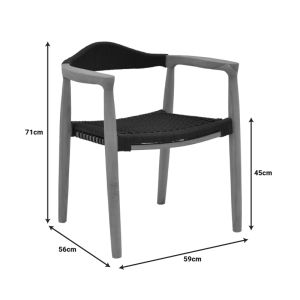Dining set 7 pcs Ganny-mady teak in natural-black shade 200x100x75cm