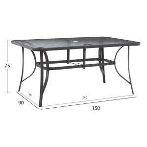 Dining set 7 pieces gray table 150x90 and gray armchair Hm11532