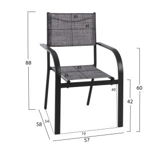 Dining set 7 pieces gray table 150x90 and gray armchair Hm11532