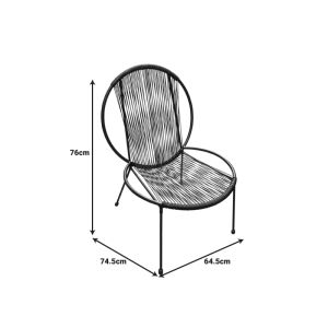 Dining set Dapper-caius set of 3 black metal-black pe D46x52cm