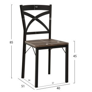 Dining set Goose 5 pcs, Mdf in walnut - metal in black 120x80x75hcm, 01, Hm9530