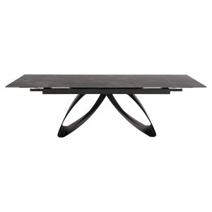 Трапезен комплект от 7 части Tegatt разтегателна маса с 6 стола с подлакътници в сиво , Hm21043