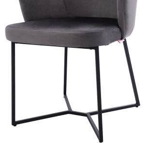 7-piece dining set, Mdf table with walnut veneer and grey velvet chairs. Hm10638