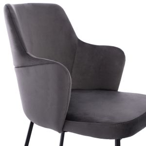 7-piece dining set, Mdf table with walnut veneer and grey velvet chairs. Hm10638