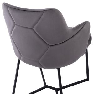 7-piece dining set, Mdf table with walnut veneer and grey velvet chairs. Hm10638