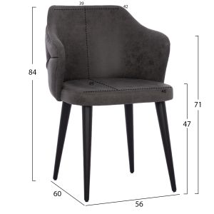 7-piece dining set with nubuck armrests and walnut veneer table, Hm10635