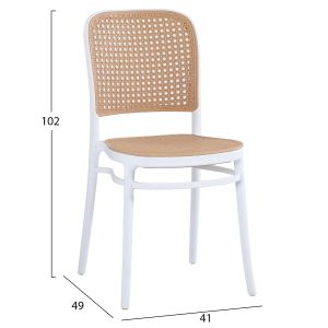 Dining set 5 pieces Hm11911 round table and white chairs polypropylene