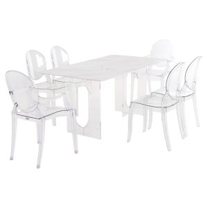 Dining set 7 pieces - Aether table - 2 chairs with armrests 4 chairs Aramis Hm11959