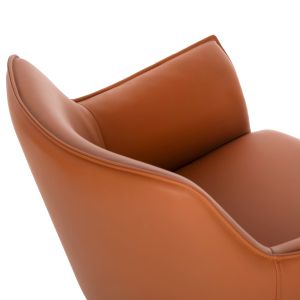 Dining set 7 pieces - Bent oval table 6 Helm armchairs Camel color Hm11974