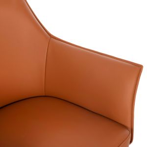 Dining set 7 pieces - Bent oval table 6 Helm armchairs Camel color Hm11974