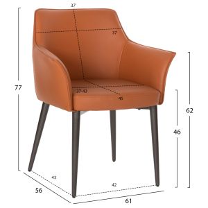Dining set 7 pieces - Bent oval table 6 Helm armchairs Camel color Hm11974