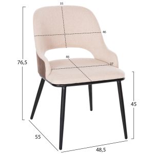 Dining set 7 pieces - Denty oval table 6 Delf chairs in beige Hm11967