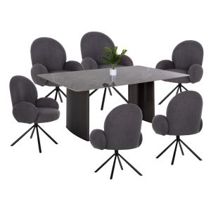Dining set 7 pieces for indoor spaces - Heff table 6 Winon armchairs Hm11961
