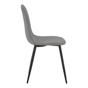 Трапезен стол Bella кадифе в сив цвят и черен метален крак 43.5x52x89см
