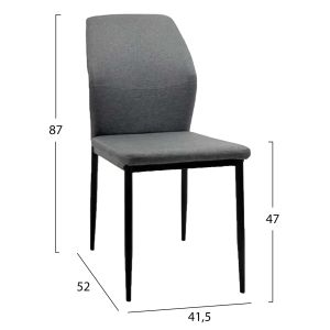 Трапезен стол Diaz Hm18346.01 сив плат - метални крака в черно 41,5x52x87всм.