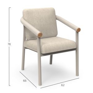 Трапезен стол Eutopia Sm6239.02 кремаво бял алуминий-бежов олефинов плат 62x66x78всм.