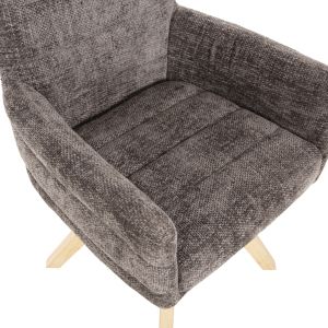 Трапезен стол Gazer Hm9845,03 сива тъкан-крака от каучуково дърво 66x63x91hcm