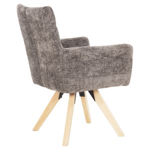 Трапезен стол Gazer Hm9845,03 сива тъкан-крака от каучуково дърво 66x63x91hcm