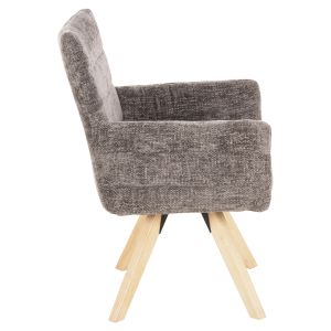 Трапезен стол Gazer Hm9845,03 сива тъкан-крака от каучуково дърво 66x63x91hcm