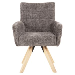 Трапезен стол Gazer Hm9845,03 сива тъкан-крака от каучуково дърво 66x63x91hcm