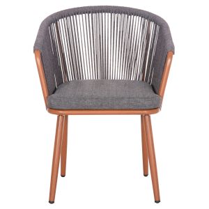 Трапезен стол Harriet Hm5548.11 алуминиева кафява конструкция-сиво P.e.rope 60x62x80,5hcm.