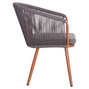 Трапезен стол Harriet Hm5548.11 алуминиева кафява конструкция-сиво P.e.rope 60x62x80,5hcm.