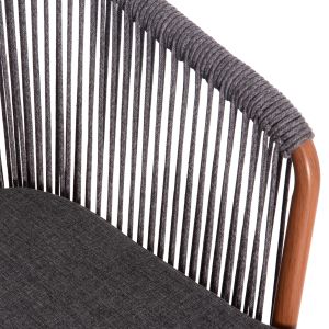 Трапезен стол Harriet Hm5548.11 алуминиева кафява конструкция-сиво P.e.rope 60x62x80,5hcm.