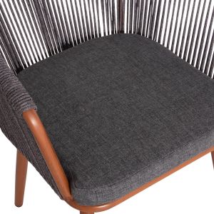 Трапезен стол Harriet Hm5548.11 алуминиева кафява конструкция-сиво P.e.rope 60x62x80,5hcm.