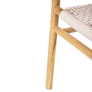 Трапезен стол Irving Hm9763 от масивно тиково дърво с черни въжета 62x55x75hcm