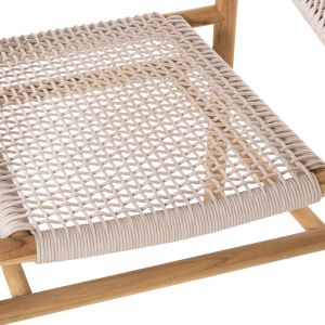 Трапезен стол Irving Hm9763 от масивно тиково дърво с черни въжета 62x55x75hcm