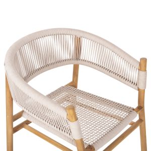 Трапезен стол Irving Hm9763 от масивно тиково дърво с черни въжета 62x55x75hcm
